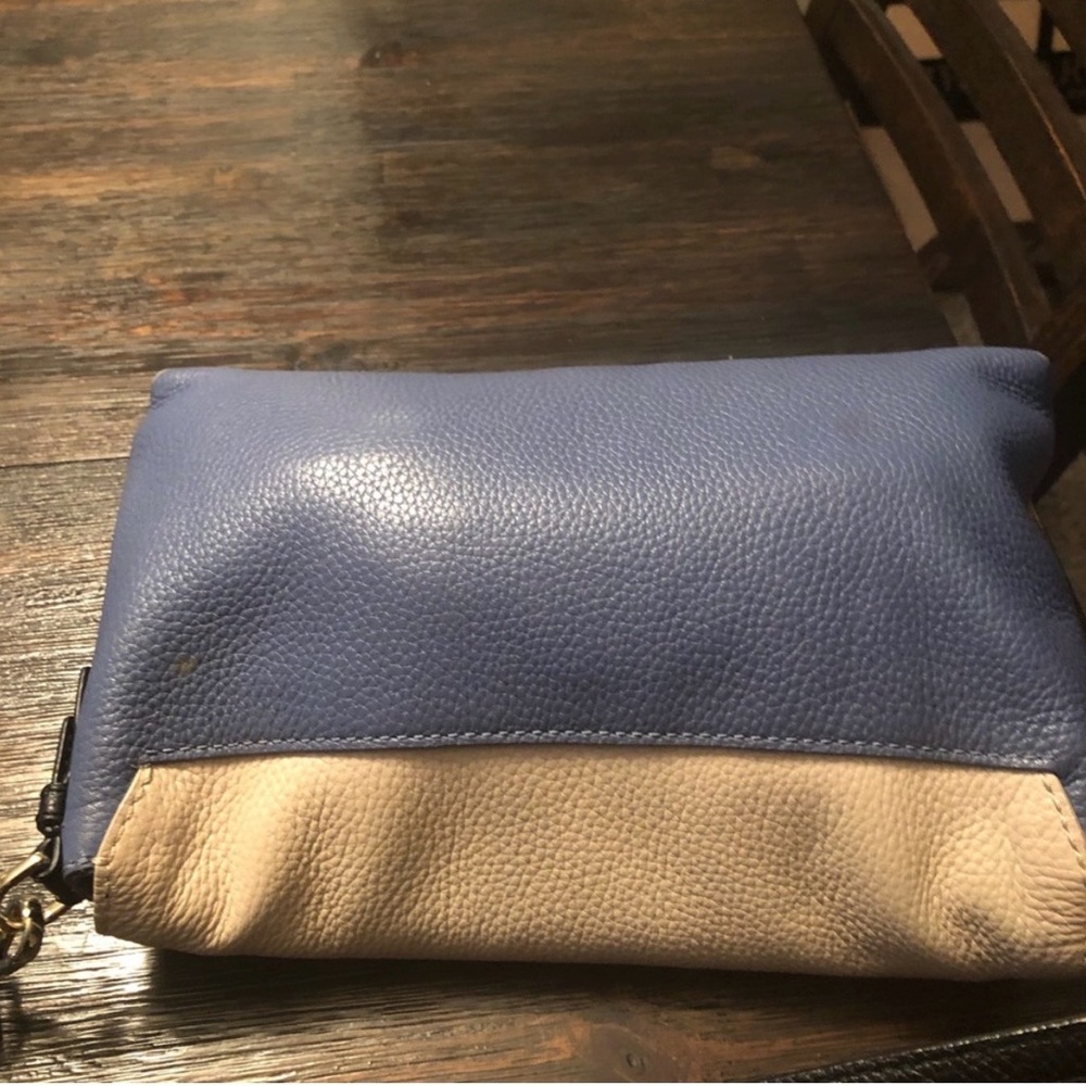 kate spade Cream and Blue Leather Fold-Over Crossbody - Picture 2 of 10